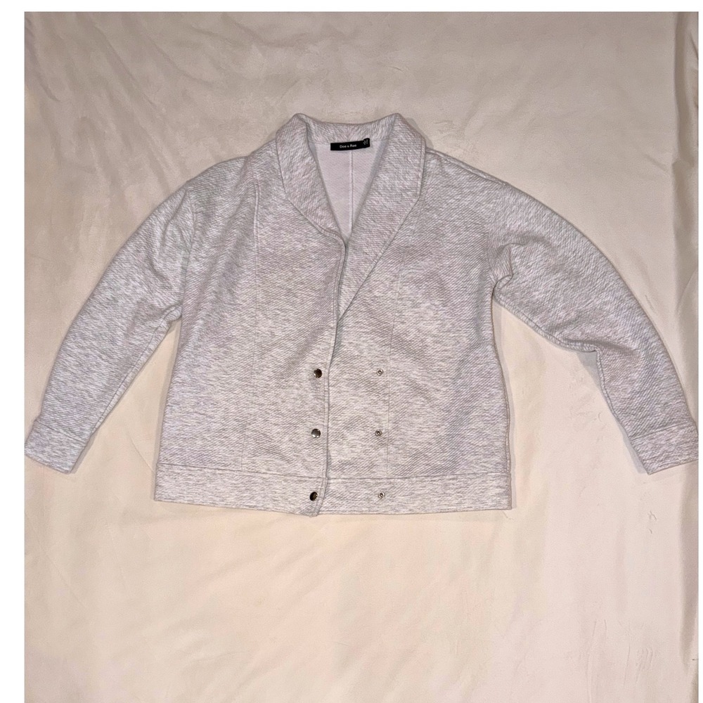 Doe & Rae Grey Marl Quilted Knit Blazer Jacket Small Shawl Double Breasted (707)